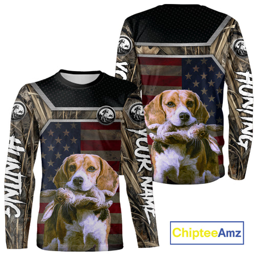 Custom Camouflage Rabbit Hunting Beagle Dog US Flag for Men, Rabbit Hunting Gifts NBT244