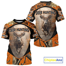 Load image into Gallery viewer, Deer Hunting Shirt Orange Camouflage Hoodie, Long Sleeve Custom Name For Men NBT245