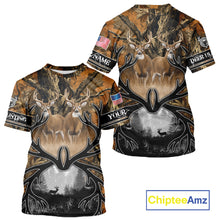 Load image into Gallery viewer, Whitetail Deer Hunting Camouflage Shirts with US Flag, Custom Hunting Shirt for Hunters NBT164