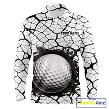 Load image into Gallery viewer, Golf Ball Breaking Polo Shirt, Black And White Cracking Pattern Polo Shirt, Best Golf Gift For Men NBT542