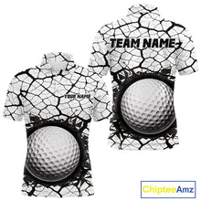 Load image into Gallery viewer, Golf Ball Breaking Polo Shirt, Black And White Cracking Pattern Polo Shirt, Best Golf Gift For Men NBT542