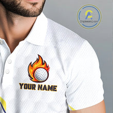 Load image into Gallery viewer, Mens Golf Polo Shirts Custom Name Golf Shirts For Men, White Golf Shirts, Gift For Golf Lovers NBT549