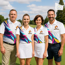 Load image into Gallery viewer, Mens Golf Polo Shirts Custom Name Golf Shirts For Men, White Golf Shirts, Gift For Golf Lovers NBT549