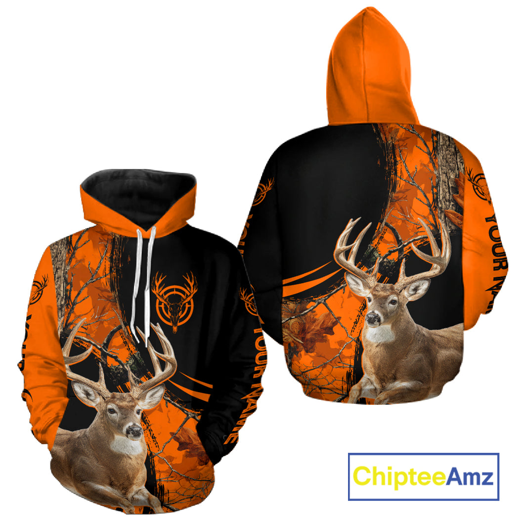 Deer Hunting Orange Camouflage 3D Prints Shirts for Hunters, Best Custom Hunting Shirts NBT178