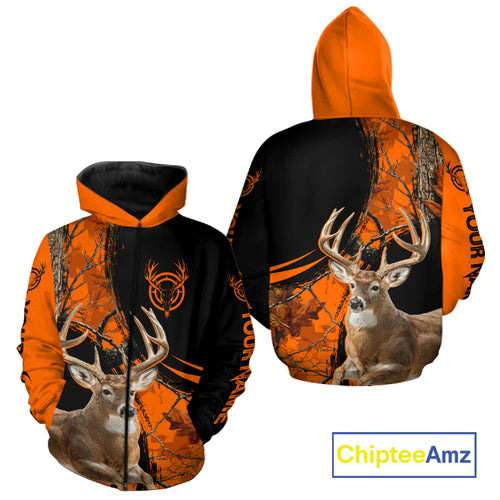 Deer Hunting Orange Camouflage 3D Prints Shirts for Hunters, Best Custom Hunting Shirts NBT178