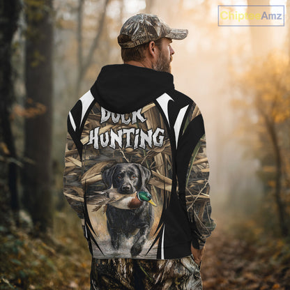 Duck Hunting with Black Lab Camo 3D All Over Printed Shirts, Camouflage Duck Hunting Clothing NBT206