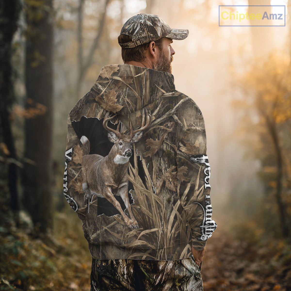 Whitetail Deer Hunting Brown Camo Custom Name Full Printing Shirts, Personalized Gifts for Hunters NBT124