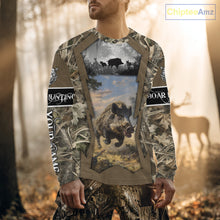 Load image into Gallery viewer, Brown Camo Wild Boar Hunting Shirt Custom Name Hunting Clothes Gifts for Hunter NBT125