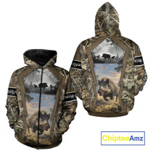 Load image into Gallery viewer, Brown Camo Wild Boar Hunting Shirt Custom Name Hunting Clothes Gifts for Hunter NBT125