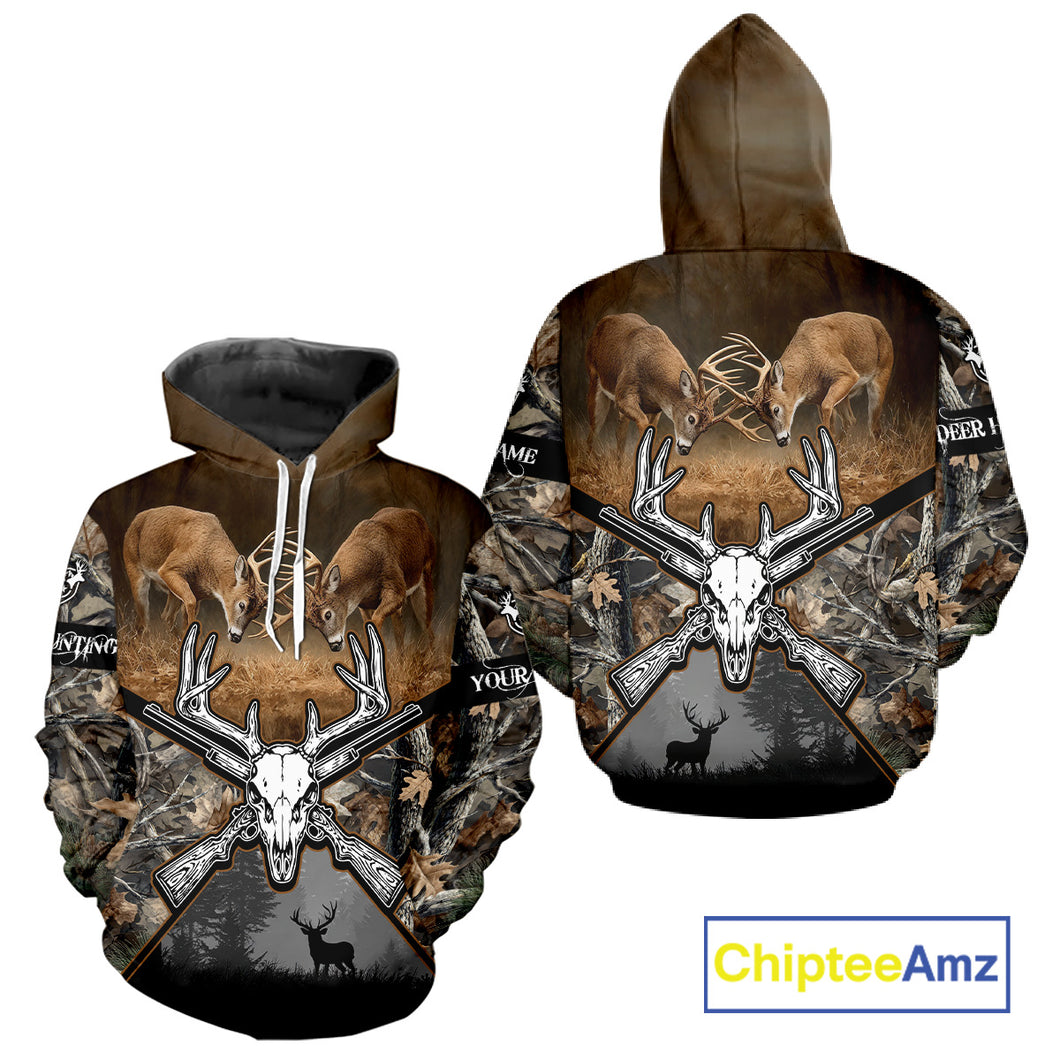 Whitetail Deer Hunting Custom Name Camo Shirt, Deer Hunting Clothing, Camouflage Deer Shirts NBT281