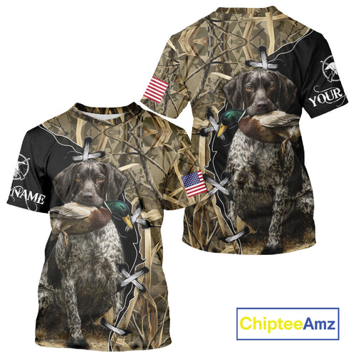 Duck Hunting with German Wirehaired Pointer Customize Name 3D All Over Printed Shirts Personalized Gift NBT151