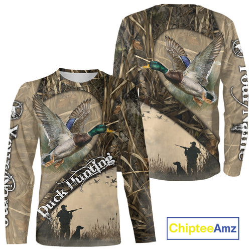 Mallard Duck Hunting Brown Camouflage 3D All Over Printed Shirts, Duck Hunting Clothes for Hunter NBT155