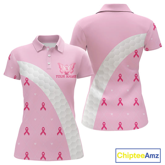 Golf Against Cancer Pink Golf Icon Men's Polo Shirt, Breast Cancer Awareness Womens Golf  Shirt, Golf Gifts NBT530