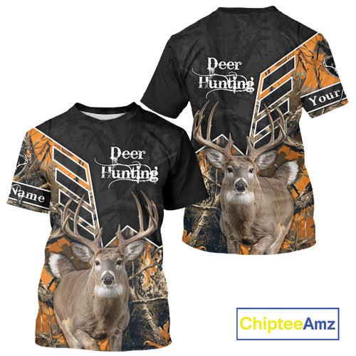 Whitetail Deer Hunting Camo Custom Name 3D Prints Shirts for Men, Hunting Gifts NBT182