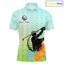 Load image into Gallery viewer, Mens Golf Polo Shirt Colorful Argyle Pattern Custom Name And Team Name Golf Shirt, Golfing Gifts NBT559