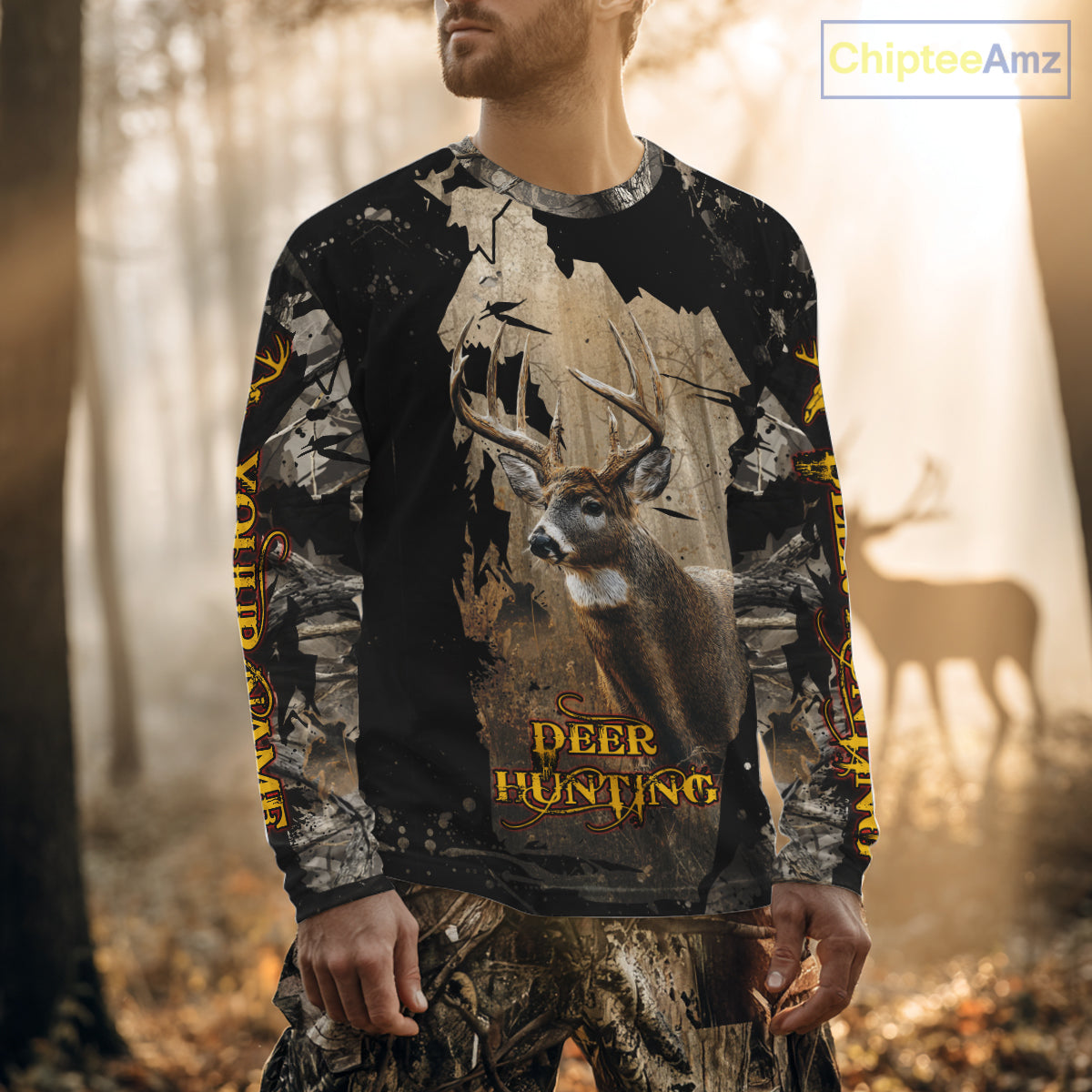 Personalized Deer Hunting 3D All Over Printed Hoodie Brown Camo, Hunting Gift NBT306