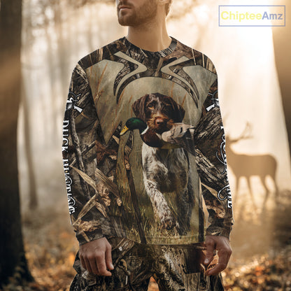 Mallard Duck Hunting German Wirehaired Pointer Dog Camouflage Shirts for Hunters NBT211
