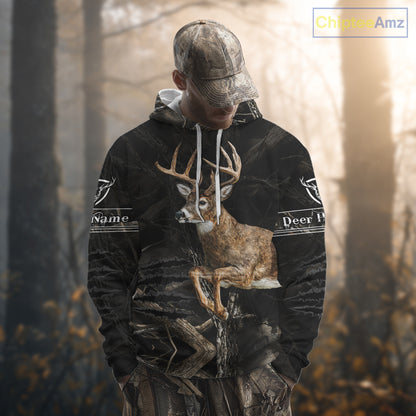 Deer Hunting Dark Camouflage Shirts for Deer Hunters, Personalized Hunting Shirts NBT278
