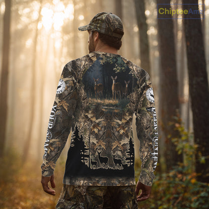 Deer Hunting 3D All Over Print Shirt Custom Brown Fall Season Camo Hunting Clothes NBT322