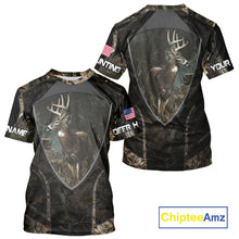 Load image into Gallery viewer, Whitetail Deer Hunting Camo US Flag 3D All Over Printed Shirts, Best Deer Hunting Gifts for Men NBT222