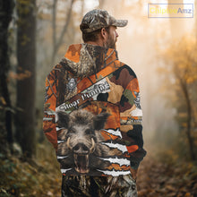 Load image into Gallery viewer, Wild Hog Hunting Orange Camouflage Custom Name Shirts, Personalized Boar Hunting Shirts NBT133