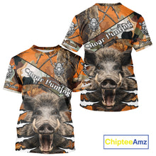 Load image into Gallery viewer, Wild Hog Hunting Orange Camouflage Custom Name Shirts, Personalized Boar Hunting Shirts NBT133