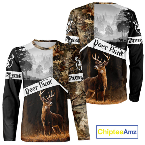 Custom Whitetail Deer Hunting Camouflage Shirts, Hunting Clothes for Men Hunter Gift Ideas NBT134