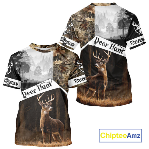 Custom Whitetail Deer Hunting Camouflage Shirts, Hunting Clothes for Men Hunter Gift Ideas NBT134
