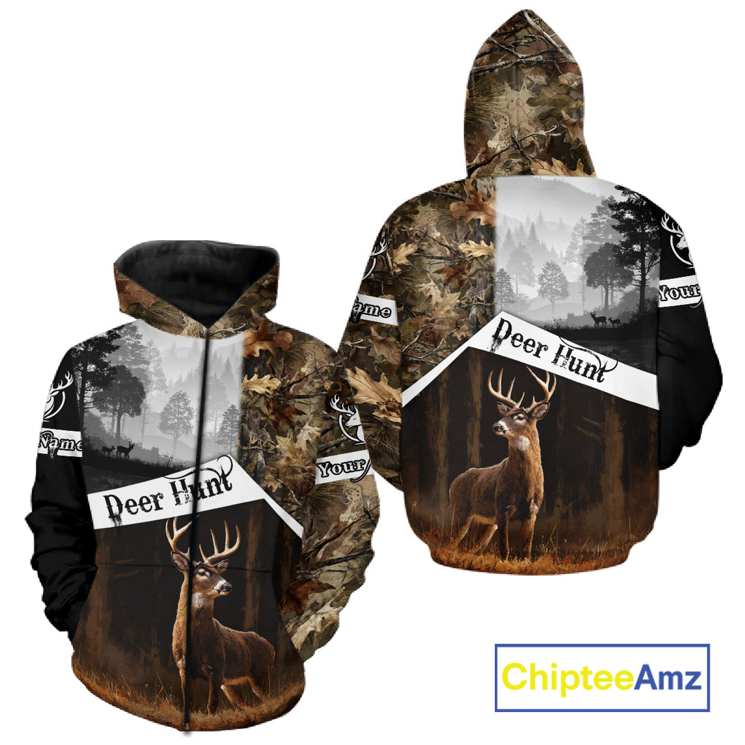 Custom Whitetail Deer Hunting Camouflage Shirts, Hunting Clothes for Men Hunter Gift Ideas NBT134