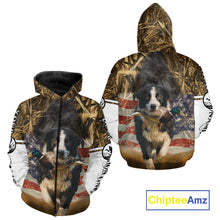 Load image into Gallery viewer, Border Collies Duck Hunting USA Flag Customized Name All Over Printed Shirts, Hunting Gifts NBT153