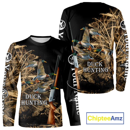 Camouflage Duck Hunting Custom Name 3D All Over Printing Shirts, Duck Hunting Gifts NBT159