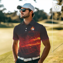 Load image into Gallery viewer, Mens Golf Polo Shirts Golf Ball Fire Custom Name, Golf  Shirts For Men, Mens Golf Top NBT548