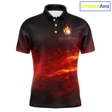 Load image into Gallery viewer, Mens Golf Polo Shirts Golf Ball Fire Custom Name, Golf  Shirts For Men, Mens Golf Top NBT548