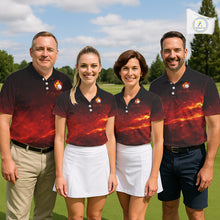 Load image into Gallery viewer, Mens Golf Polo Shirts Golf Ball Fire Custom Name, Golf  Shirts For Men, Mens Golf Top NBT548