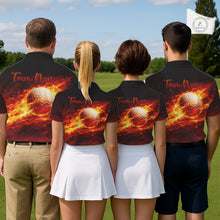 Load image into Gallery viewer, Mens Golf Polo Shirts Golf Ball Fire Custom Name, Golf  Shirts For Men, Mens Golf Top NBT548