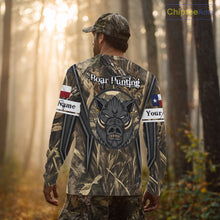 Load image into Gallery viewer, Texas Flag Wild Boar Hunting Camo Custom Name Shirts, TX Hog Hunting Shirt for Hunter NBT174