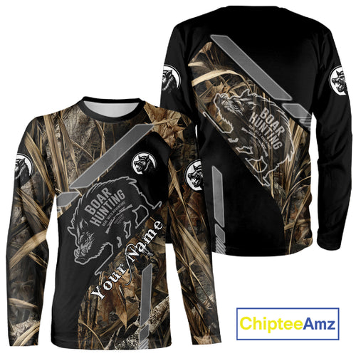 Boar Hunting Camouflage Custom Name Shirts, Personalized Boar Hunting Clothes, Hunting Gifts NBT175