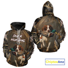 Load image into Gallery viewer, Brittany Dog Mallard Duck Hunting 3D Custom Name Shirts for Men, Hunting Gifts for Hunters NBT254