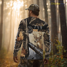 Load image into Gallery viewer, Beautiful Whitetail Deer Hunting Forest Camo 3D Custom Name Shirts for Men, Deer Hunting Gifts NBT259
