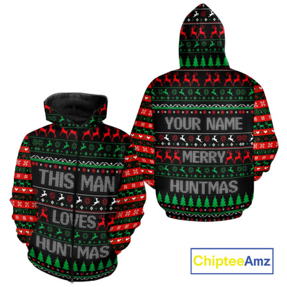 Deer Hunting Funny Ugly Christmas Sweatshirt Full Print Shirts Christmas Pattern, Christmas Gift NBT301