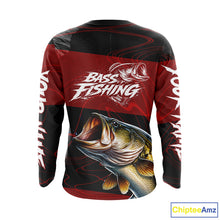 Load image into Gallery viewer, Personalized Bass Long Sleeve Fishing Shirts UV Protection, Bass Fishing Shirts For Men NBT435