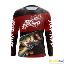 Load image into Gallery viewer, Personalized Bass Long Sleeve Fishing Shirts UV Protection, Bass Fishing Shirts For Men NBT435