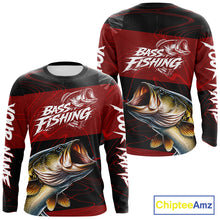Load image into Gallery viewer, Personalized Bass Long Sleeve Fishing Shirts UV Protection, Bass Fishing Shirts For Men NBT435