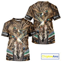 Load image into Gallery viewer, Personalized Mallard Duck Hunting Camo 3D All Over Print Custom Name Shirts, Hunting Gifts NBT181