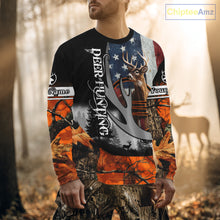 Load image into Gallery viewer, Whitetail Deer Hunting Shirt Custom Name Orange Camo, Deer Hunting Clothes For Men NBT268