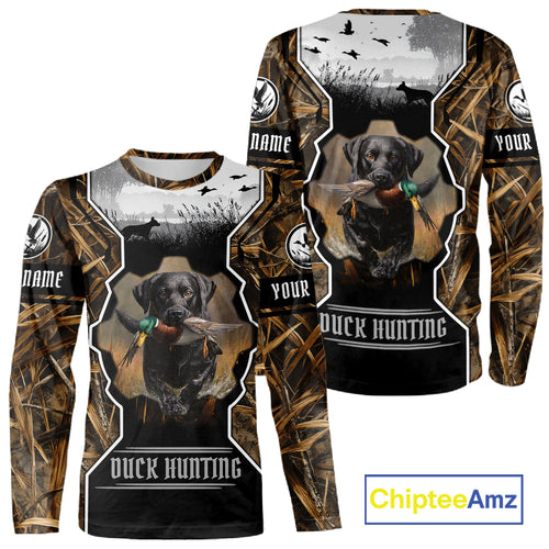 Custom Mallard Duck Black Lab Retriever Hunting Camo 3D Printed Custom Name Shirts, Hunting Gifts NBT189