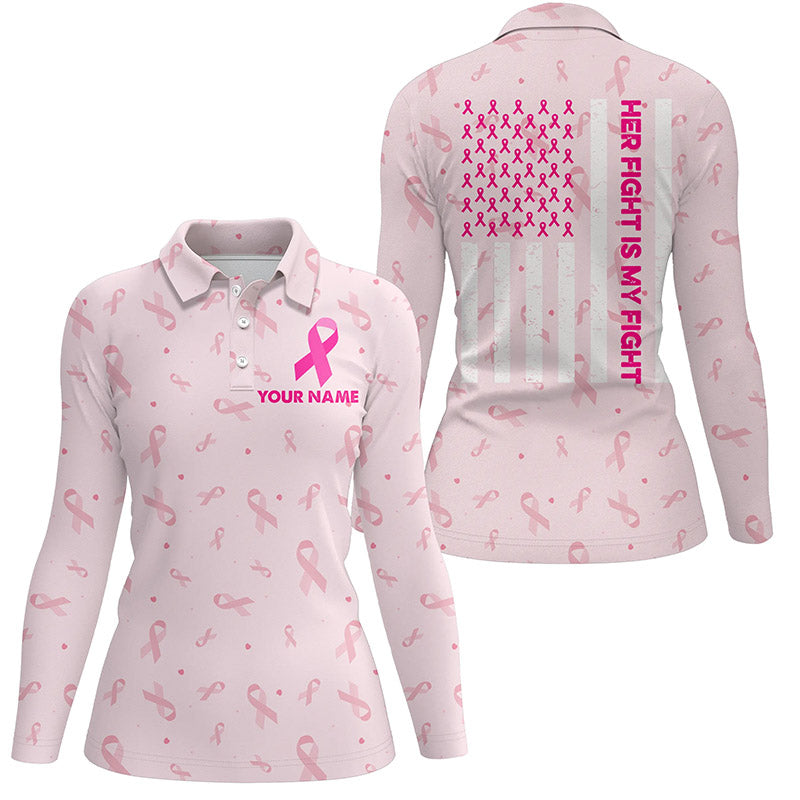 Cute Ribbon Breast Cancer Awareness Pink Golf Polo Shirts American Flag Golf Shirts For Women LDT0501