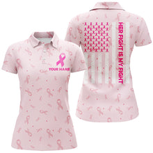 Load image into Gallery viewer, Cute Ribbon Breast Cancer Awareness Pink Golf Polo Shirts American Flag Golf Shirts For Women LDT0501