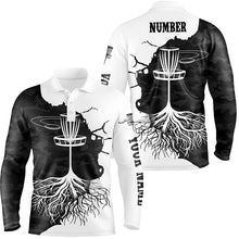 Load image into Gallery viewer, Black Camo Mens Disc Golf Polo Shirt Custom Black White Disc Golf Shirts For Men Disc Golf Gifts LDT1035