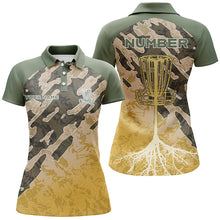 Load image into Gallery viewer, Customized Disc Golf Camo Forest Tribal Green Yellow Golf Polo Shirt Disc Golf Tops For Women LDT0842